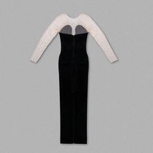 Load image into Gallery viewer, SAMSAWET Velvet Mesh Evening Dress
