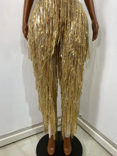 Load image into Gallery viewer, CHANGSHA Gold Fringe Sequin Jumpsuit
