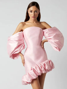 SOKOKE Puff Sleeve Mini Dress