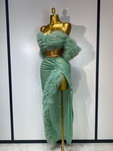 SHIJAZ Sparkly Sequins Two Piece Set