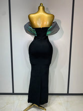 Load image into Gallery viewer, TAIYUAN Emerald Bloom Black Evening Gown
