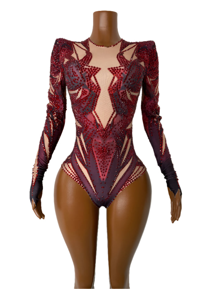 SHENYANG Rhinestone Bodysuit