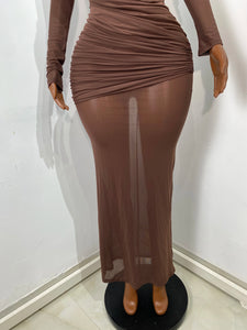 SUZHOU Mesh Ruched Bodycon Maxi