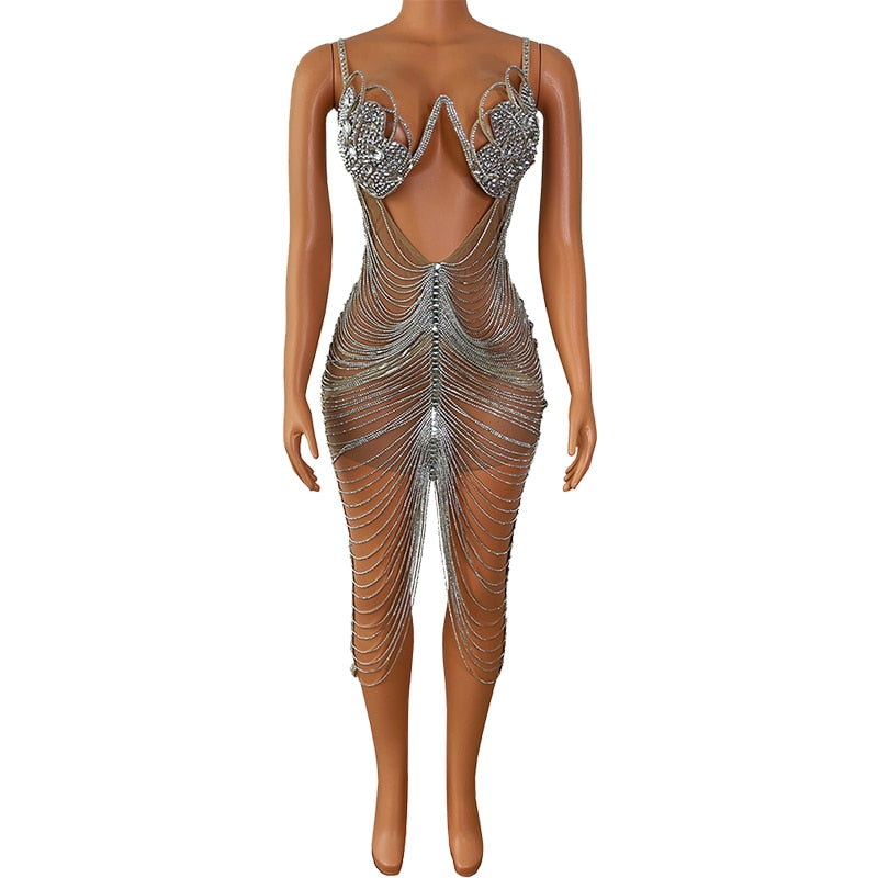 VERSACE Midi Crystal Dress