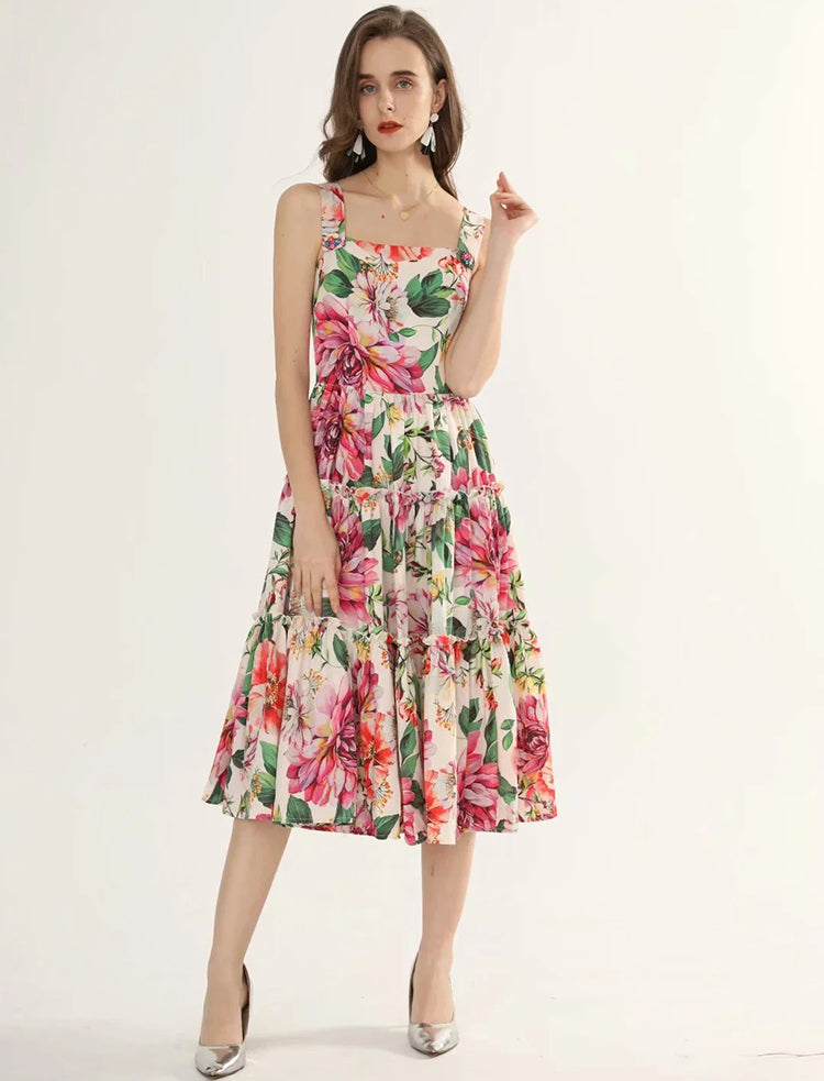 VESTIA Floral Midi Dress