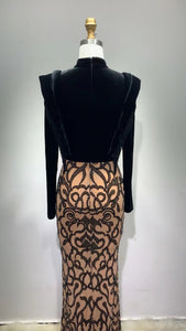 ZIGBA Velvet Sequin Long Dress