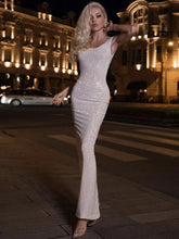 Load image into Gallery viewer, CEDAR Mesh Crystal Long Dress
