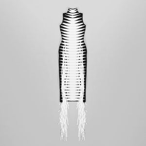 PICEARUBENS Fringe Long Bandage Dress