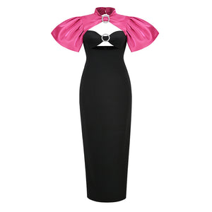 NIENSIS Puff Sleeve Long Dress