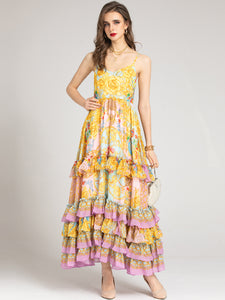 VITEX Cascading Floral Long Dress