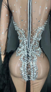 MONCLER Mesh Crystal Long Dress