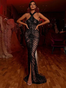 WISTERIA Sequin Evening Dress