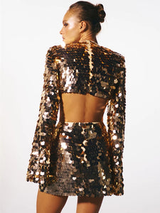 LOVEBIRD Sequin Backless Mini