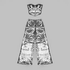 ROSECLUSIA Sequin Top Pants Set