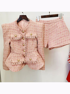 APPLE Tweed Blazer Shorts Set