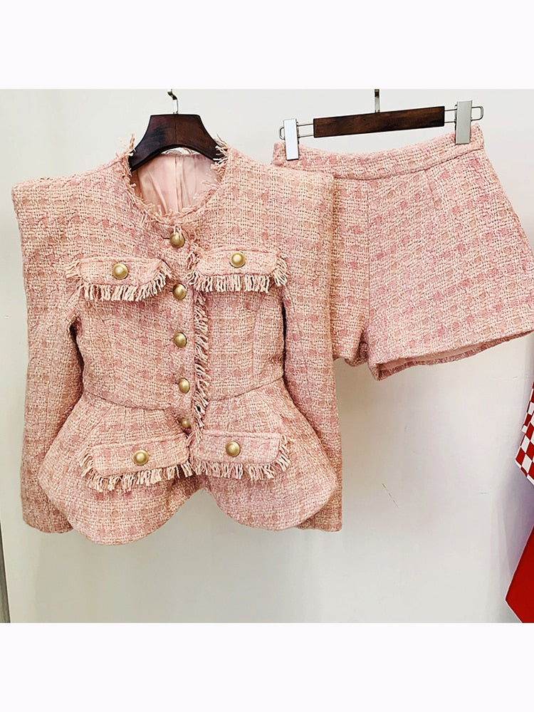 APPLE Tweed Blazer Shorts Set