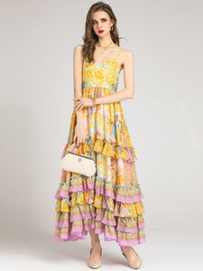 VITEX Cascading Floral Long Dress