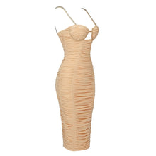 Load image into Gallery viewer, ALMOND Mesh Ruched Midi
