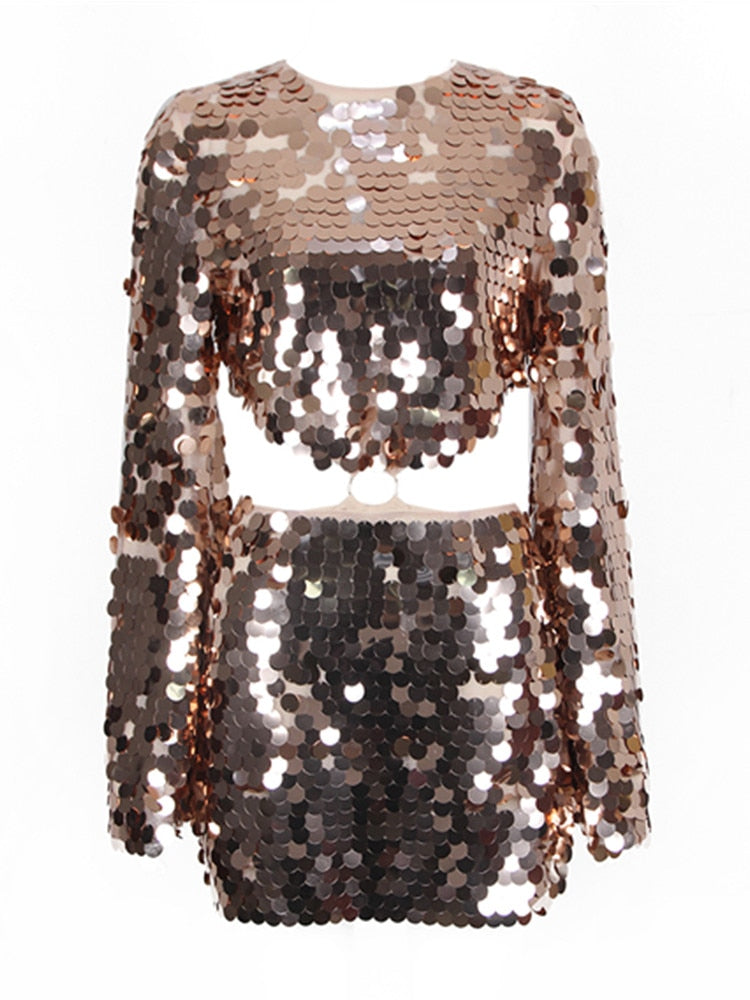 LOVEBIRD Sequin Backless Mini