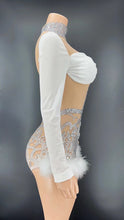 Load image into Gallery viewer, YVES Mesh Crystal Furr Playsuit
