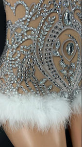 YVES Mesh Crystal Furr Playsuit