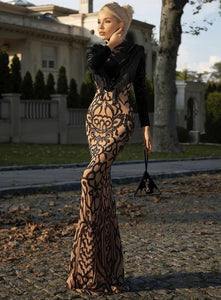 ZIGBA Velvet Sequin Long Dress