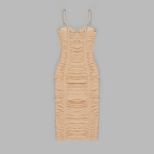 ALMOND Mesh Ruched Midi