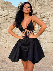 WILSONARIA Black Mini Dress