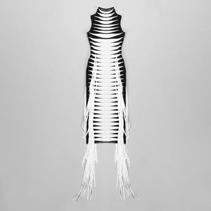 PICEARUBENS Fringe Long Bandage Dress