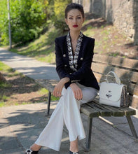 Load image into Gallery viewer, PORTEA Crystal Collar Blazer
