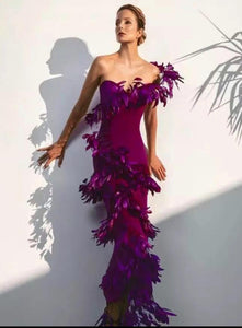 PHALARIS Feather Velvet Gown