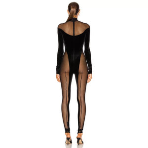 KALMIO Mesh Velvet Jumpsuit