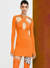 Load image into Gallery viewer, QUERCUS Cut-out Mini Bandage Dress

