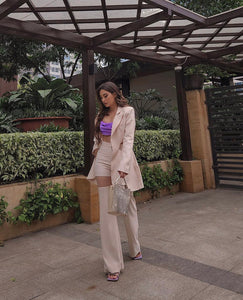 RUELLIA Blazer Mesh Pants Set