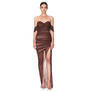 SOLDANELLA Bandage Mesh Long Dress