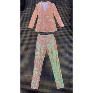 OENANTHE Sequin Blazer Pants Set