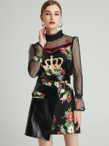 HOLCUS Top + PU Skirt