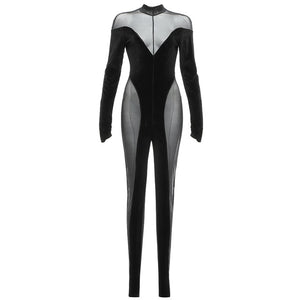 KALMIO Mesh Velvet Jumpsuit
