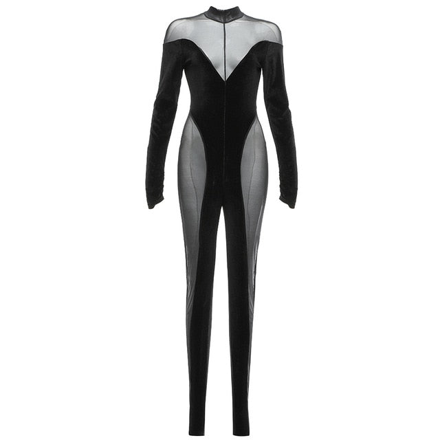 KALMIO Mesh Velvet Jumpsuit