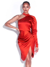 Load image into Gallery viewer, LOMANDRA One-Shoulder Satin Midi
