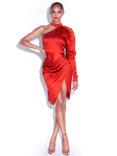 Load image into Gallery viewer, LOMANDRA One-Shoulder Satin Midi
