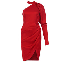 Load image into Gallery viewer, LOMANDRA One-Shoulder Satin Midi
