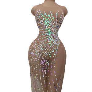 CINDY CRAWFORD mesh long dress