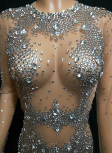GISELE BÜNDCHEN long dress mesh crystal