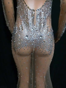 GISELE BÜNDCHEN long dress mesh crystal