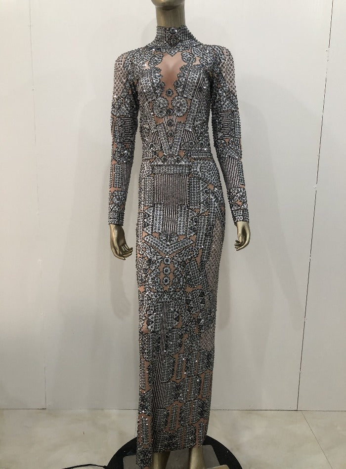 BIANCA BALTI long gown crystal stud