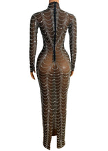 Load image into Gallery viewer, MONICA BELLUCI Mesh Crystal Long Dress
