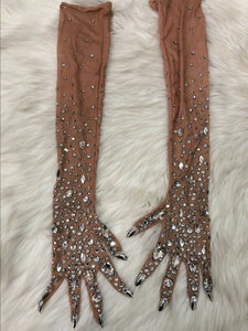 CANDICE BERGEN Mesh Crystal Gloves