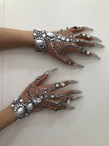 CANDICE BERGEN Mesh Crystal Gloves