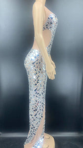 REBECCA ROMIJIN Mesh Mirror Gown